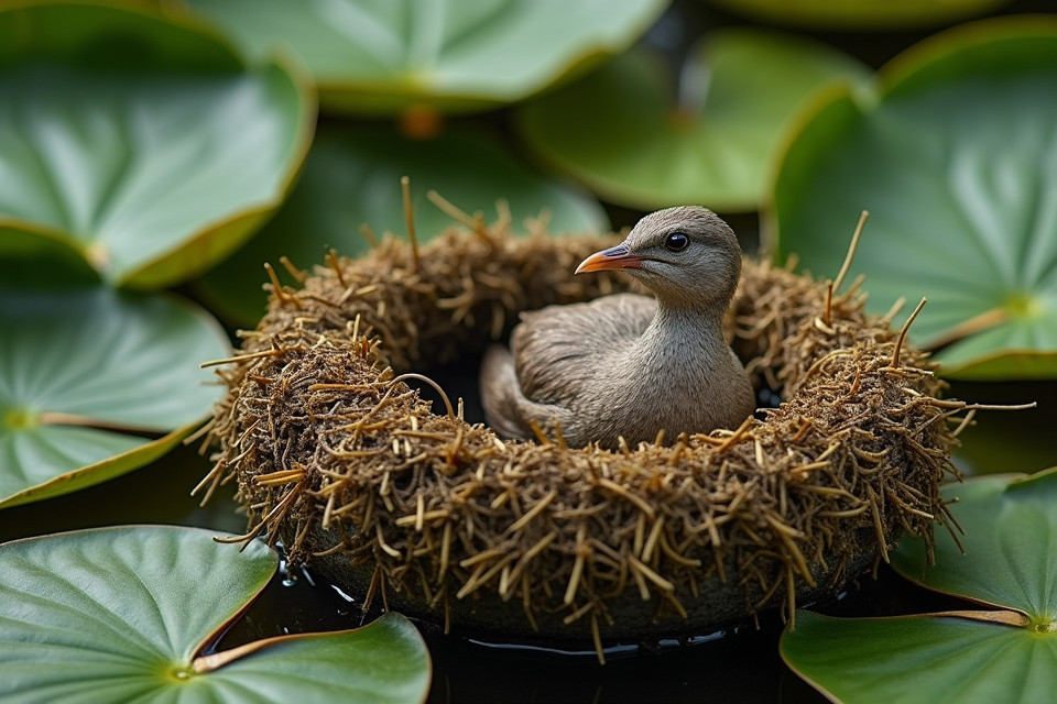 African Bird Lilypad Nest