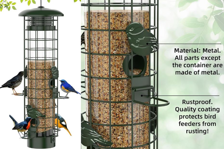 Squirrel Proof Bird Feeder, Metal Mesh Bird Feeders for Outdoors