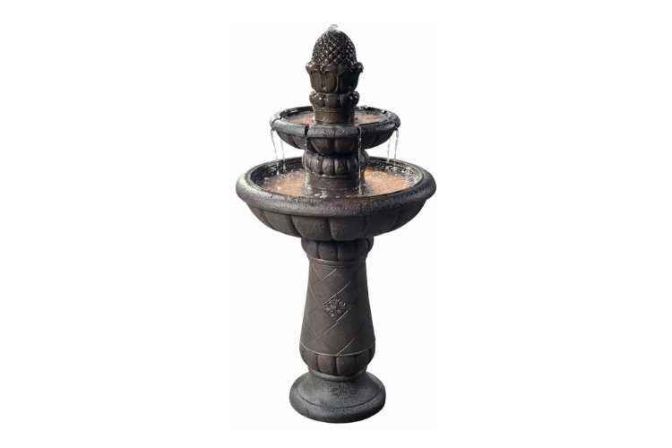 Teamson Pineapple Pedestal 2 Tiered Floor Waterfall Fountain