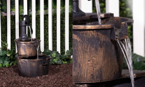 2-Tier Rustic Barrel Fountain