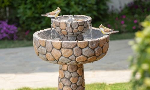 Glitzhome 2-Tier Stone-Like Outdoor Water Fountain